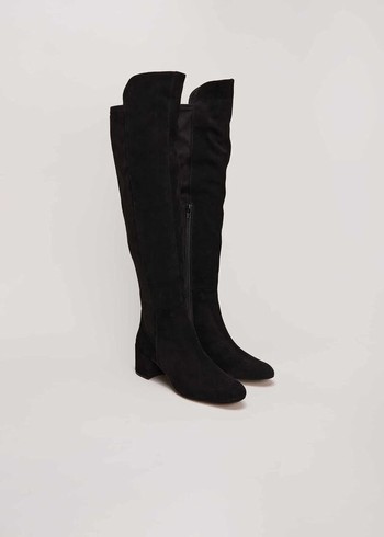 Phase Eight Milly Leather Knee High Boots Black Canada | QBZPFN-572